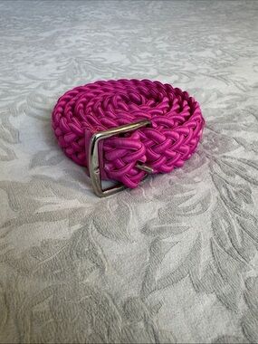 Lauren Ralph Lauren Braided Hot Pink Belt with Silver Buckle
